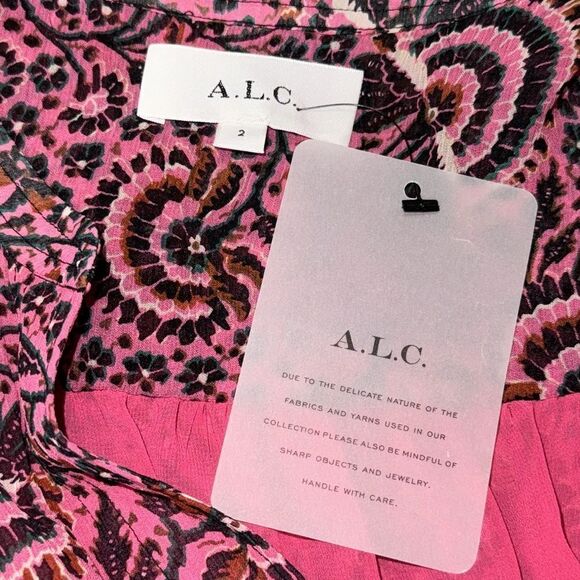 NWT ALC Sari Silk Mini Dress Pink Floral Size 2 Revolve - Picture 13 of 16